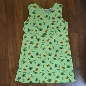 Basic Editions Lime Floral Sleeveless Midi Dress Butterflies And Flowers